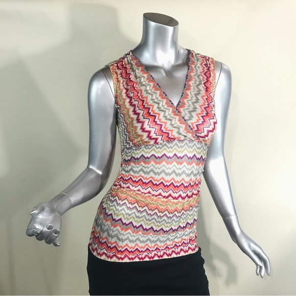 Ann Taylor Women’s XSP Sleeveless Fitted Blouse Geometric Knit Top Colorful - Picture 10 of 16